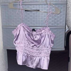 Lavender Silk Ruched Blouse